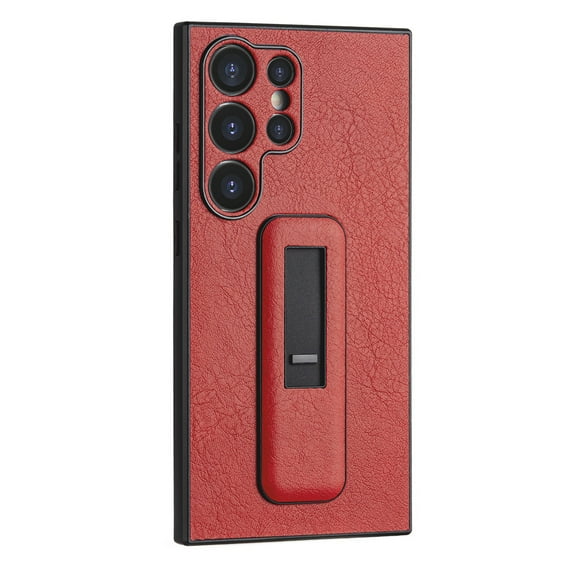 SaniMore for Samsung Galaxy S24 Ultra 5G PU Leather Back Case, Slim All-Inclusive Case with Push-Pull Stand, Camera Lens Protection Shockproof Elegant Cover for Galaxy S24 Ultra 6.8" 2024, Red
