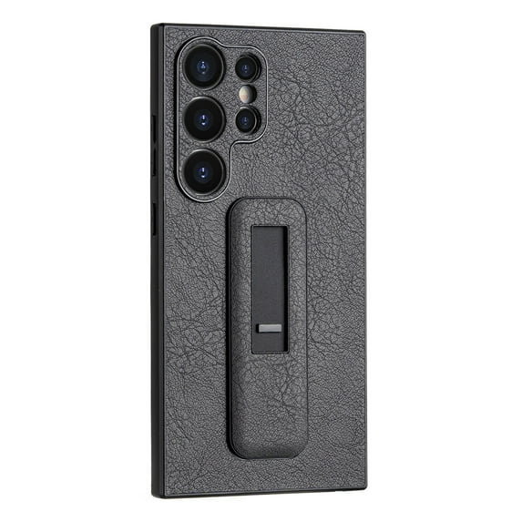 SaniMore for Samsung Galaxy S24 Ultra 5G PU Leather Back Case, Slim All-Inclusive Case with Push-Pull Stand, Camera Lens Protection Shockproof Elegant Cover for Galaxy S24 Ultra 6.8" 2024, Black