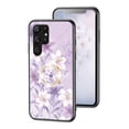 thumbnail image 1 of SaniMore for Samsung Galaxy S24 Ultra Case, 31 Diamonds Glass Vehicle Magnetic Support Flexible TPU Flower Pattern Cover with 360° Rotatable Ring Kickstand Shockproof Protective Shell, Purple Flower, 1 of 11