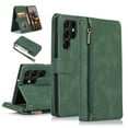 thumbnail image 1 of SaniMore Samsung Galaxy S24 Ultra Case (6.8" 2024) with Zipper Wallet & Wrist Strap & Magnetic Closure Card Slots Kickstand Slim Full-around Protective Business Cover for Galaxy S24 Ultra, Darkgreen, 1 of 14