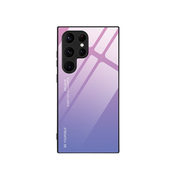 SaniMore for Samsung Galaxy S24 Ultra Case, Gradient Tempered Glass Backplane Anti-scracth Drop Resistant Anti-fall Slim Fit Lightweight Fashion Luxury for Girls Women, Purple
