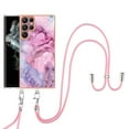 thumbnail image 1 of SaniMore for Samsung Galaxy S24 Ultra Case, Marble Pattern 3 in 1 Heavy Duty Shockproof Full Body Hard PC IMD Bumper Crossbody Lanyard Women Girls Shockproof Cover for Galaxy S24 Ultra, Pink, 1 of 7