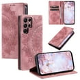thumbnail image 1 of SaniMore for Samsung Galaxy S24 Ultra Case, PU Leather Embosed Mandala Flower Wallet Protective Phone Cover Card Slots Pocket Purse Women Men Kickstand Vintage Shockproof Anti-fall Shell, Pink, 1 of 8