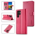 thumbnail image 1 of SaniMore for Samsung Galaxy S24 Ultra Case, PU Leather Skin & Soft TPU Inner Shell [Card Holder + Cash Pocket + Flip Kickstand] Magnetic Closure Protective Wallet Cover For Galaxy S24 Ultra, Rose, 1 of 9