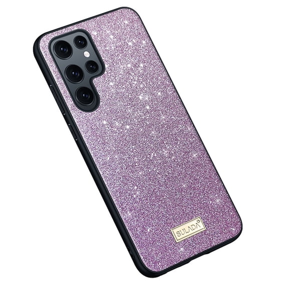 SaniMore for Samsung Galaxy S24 Ultra Case, Shining Glitter Gift Cover for Women/Girls Support Folding Exquisite Luxury Hollow Out Button Design Shockproof Protection Cover, Purple