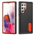 thumbnail image 1 of SaniMore for Samsung Galaxy S24 Ultra Hybird Case, Rugged PC Back Shockproof TPU Shell Metal Hidden Kickstand Drop Resistant Anti-slip Heavy Duty Protective Case for S24 Ultra, Black+Orange, 1 of 9