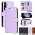 thumbnail image 1 of SaniMore for Samsung Galaxy S24 Wallet Case, Detachable Strong Magnetic PU Leather Flip Cover PU Leather Magnetic Shell Card Slots Cash Pocket Wristlet Strap Full Body Protective Stand Shell, Purple, 1 of 12