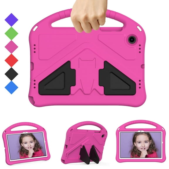 SaniMore for Samsung Galaxy Tab A8 10.5 Case 2022 SM-X200/X205/X207, Kickstand 3D Heavy Duty Rugged Shockproof Full Body Protective Tablet Case for Samsung Tab A8 10.5 for Kids, Rose
