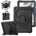 thumbnail image 1 of SaniMore for Samsung Galaxy Tab A8 10.5 inch 2022 SM-X200/SM-X205 Back Case with 360° Rotating Kickstand Holder Screen Protector Tri-layer Heavy Duty Drop-resistant Shockproof Case, Black, 1 of 10