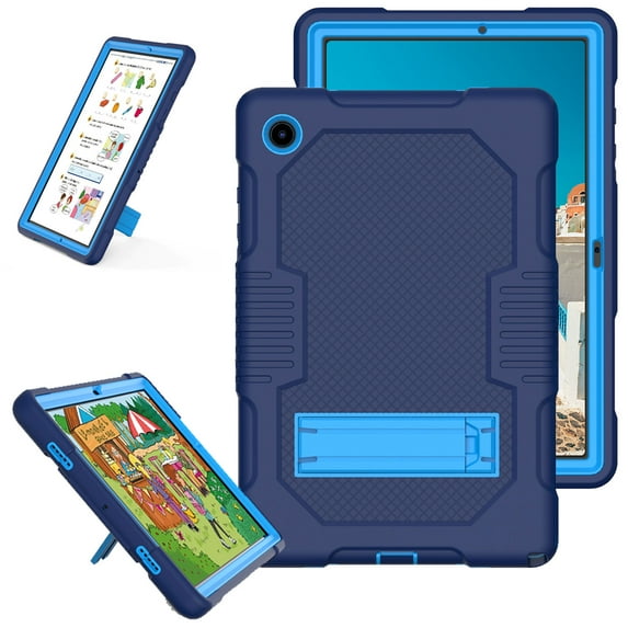 SaniMore for Samsung Galaxy Tab A8 10.5 inch 2022 SM-X200/SM-X205 Back Case Hidden Kickstand Heavy Duty Protective Tri-layer Shockproof Case for Galaxy Tab A8 2022 SM-X200/SM-X205, Navyblue+Blue