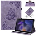 thumbnail image 1 of SaniMore for Samsung Galaxy Tab A8 10.5 inch 2022 SM-X200/SM-X205 Wallet Case Card Slots Hand Rope Anti-slip Strip Pen Holder Auto Wake/Sleep Stand Embossed Butterfly for Girls Women Case, Purple, 1 of 9