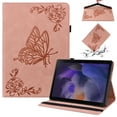 thumbnail image 1 of SaniMore for Samsung Galaxy Tab A8 10.5 inch 2022 SM-X200/SM-X205 Wallet Case Card Slots Hand Rope Anti-slip Strip Pen Holder Auto Wake/Sleep Stand Embossed Butterfly for Girls Women Case, Pink, 1 of 9