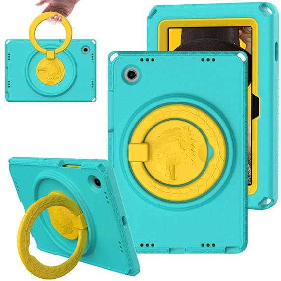 SaniMore for Samsung Galaxy Tab A8 Case 10.5" 2022 SM-X200/X205, Kid-friendly Shockproof EVA Backplane Two-layer Protective Case 360°Rotating Kickstand Holder Anti-fall Fashion Csae, Mint