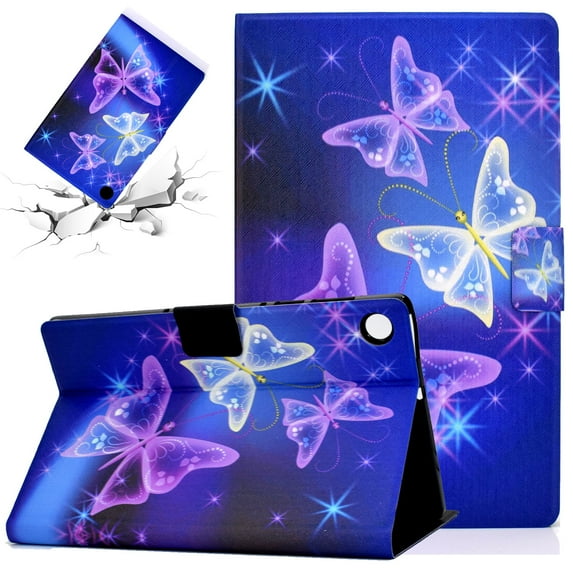 SaniMore for Samsung Galaxy Tab A8 Case 10.5" 2022 SM-X200/X205 Wallet Case, Auto Wake/Sleep Flip Folio Case Card Holder Kickatnd PU Leather Cover Shockproof TPU Backplane Fashion, Star Butterfly