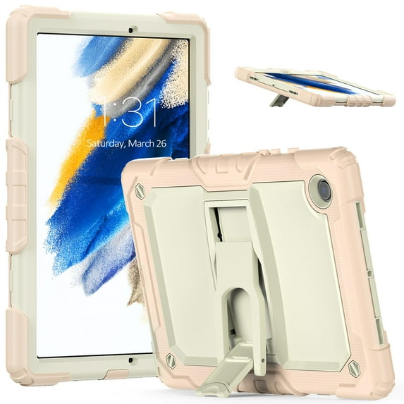 SaniMore for Samsung Galaxy Tab A8 (SM-X200/X205) 10.5" 2022 Case, 3 Layers Multi-Functional Cover Support Multi-Angle Kickstand & Adjustable Shoulder Strap Shockproof Protective Shell, Rosegold