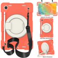 thumbnail image 1 of SaniMore for Samsung Galaxy Tab A8 (SM-X200/X205) Case with Pencil Holder, 3-Layer Protection Cover Built-in Shoulder & Handle Strap Kickstand Military Shockproof Protective Shell, Orange, 1 of 8