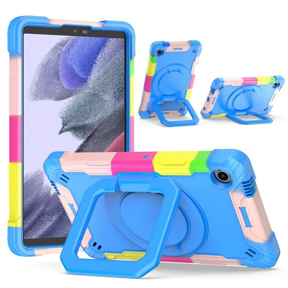 SaniMore for Samsung Galaxy Tab A9 8.7" 2023 SM-T550 SM-P550 Case, Multi-Functional Case with Handle Shoulder Strap & 360° Rotatable Kickstand Shockproof Protective Case for Girls Boys, Colorful/Blue