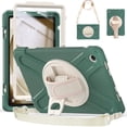 thumbnail image 1 of SaniMore for Samsung Galaxy Tab A9 Case (8.7" 2023 SM-T550 SM-P550), Rotating Handle Shoulder Strap Bracket Drop Resistant Tri-layer Heavy Duty Protective Shcokproof Tablet Cover, Emeraldgreen, 1 of 18