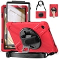 thumbnail image 1 of SaniMore for Samsung Galaxy Tab A9 Case (8.7" 2023 SM-T550 SM-P550), Rotating Handle Shoulder Strap Bracket Drop Resistant Tri-layer Heavy Duty Protective Shcokproof Tablet Cover, Red, 1 of 18