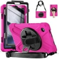 thumbnail image 1 of SaniMore for Samsung Galaxy Tab A9 Case (8.7" 2023 SM-T550 SM-P550), Rotating Handle Shoulder Strap Bracket Drop Resistant Tri-layer Heavy Duty Protective Shcokproof Tablet Cover, Rose, 1 of 18