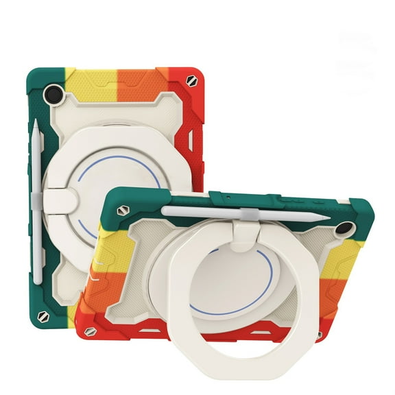 SaniMore for Samsung Galaxy Tab A9 Case SM-T550 SM-P550 8.7" 2023, 3 Layers Protection Kids-friendly Cover with Rotating Stand Handle, Shoulder Strap Pen Holder Armor Silicone Cover, Rainbowred