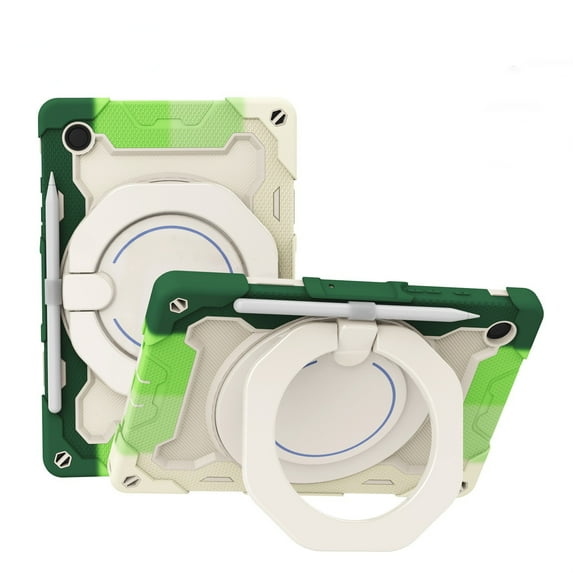 SaniMore for Samsung Galaxy Tab A9 Plus 12.4" 2023 SM-X810/X816/X818, 3 Layers Protection Kids-friendly Cover with Rotating Stand Handle, Shoulder Strap Pen Holder Armor Silicone Cover, Rainbowgreen
