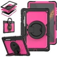 thumbnail image 1 of SaniMore for Samsung Galaxy Tab S8 Ultra 14.6 SM-x900/x906 Back Case with 360° Rotating Kickstand Holder Screen Protector Tri-layer Heavy Duty Drop-resistant Shockproof Case, Black+Rose, 1 of 7