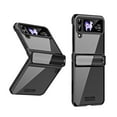 thumbnail image 1 of SaniMore for Samsung Galaxy Z Flip 3 (6.7" 2021) Case with Built-in Tempered Glass Protector (2pcs)( Hinge Protection Full Body Protection Plating Bumper Shockproof Anti-drop Clear Shell, Black, 1 of 7