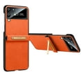 thumbnail image 1 of SaniMore for Samsung Galaxy Z Flip 3 6.7" 2021 Case, PU Leather Shell Ultra-thin Design Hidden Bracket All-inclusive Hybird Shock Resistant Anti-fall Wear-resistant Folding Cover for Z Flip 3, Orange, 1 of 6