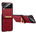 thumbnail image 1 of SaniMore for Samsung Galaxy Z Flip 3 6.7" 2021 Case, PU Leather Shell Ultra-thin Design Hidden Bracket All-inclusive Hybird Shock Resistant Anti-fall Wear-resistant Folding Cover for Z Flip 3, Red, 1 of 6