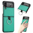 thumbnail image 1 of SaniMore for Samsung Galaxy Z Flip 3 6.7" Slim All-Inclusive Magnetic Folding Case, PU Leather Case with Wireless Charging & Ring Kickstand Full Body Protective Case for Samsung Z Flip 3, Green, 1 of 8