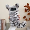 thumbnail image 1 of SaniMore for Samsung Galaxy Z Flip 3 6.7" Warm Cute Plush Tiger Tails Folding Case, Fluffy Furry Back Case for Samsung Z Flip 3 Full Body Protective Case Ladies Women Girls, Gray, 1 of 7