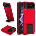 thumbnail image 1 of SaniMore for Samsung Galaxy Z Flip 3 6.7 inch Slim Case, Military Grade Shockproof Hard PC Cover Built-in Invisible Folding Bracket Kickstand Thickened Lens Frame for Samsung Z Flip 3, Red, 1 of 10