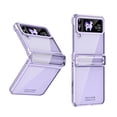 thumbnail image 1 of SaniMore for Samsung Galaxy Z Flip 4 (6.7" 2022) Case with Built-in Tempered Glass Protector (2pcs)( Hinge Protection Full Body Protection Plating Bumper Shockproof Anti-drop Clear Shell, Purple, 1 of 7