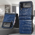 thumbnail image 1 of SaniMore for Samsung Galaxy Z Flip 4 6.7" 2022 Case, Crocodile Texture PU Leather Hinge Protection Wear-resistant Vintage Folding Shell Shockproof Drop-resistant, Blue, 1 of 11