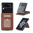 thumbnail image 1 of SaniMore for Samsung Galaxy Z Flip 4 6.7" 2022 Case, PU Leather Skin & Soft TPU Inner Shell [Card Holder + Cash Pocket Magnetic Closure Protective Wallet Cover for Samsung Galaxy Z Flip 4, Brown, 1 of 7