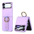 thumbnail image 1 of SaniMore for Samsung Galaxy Z Flip 4 (6.7" 2022) Case, Wireless Charging [360 Degree Rotating Ring Bracket] [Wrist Strap] [Tempered Film Protector] Rugged Slim Shockproof Anti-fall Shell, Purple, 1 of 10