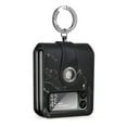 thumbnail image 1 of SaniMore for Samsung Galaxy Z Flip 4 6.7" 2022 Folding Case, PU Leather Marble Pattern Rugged PC Back Lens Glass Protector Anti-slip Strip Metal Ring/Holder Anti-drop Shockproof Case, Black, 1 of 11