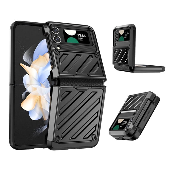 SaniMore for Samsung Galaxy Z Flip 4 (6.7" 2022) Phone Case, Hinge Protection Armor Military-grade Shockproof 2-layer Anti-drop Heavy Duty Protective Shell for Galaxy Z Flip 4, Black
