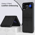 thumbnail image 1 of SaniMore for Samsung Galaxy Z Flip 4 6.7" 360° All-Inclusive Folding Embossed Case, Rugged PC & PU Leather Lightweight Anti-Fingerprint Military Grade Shockproof Protective Cover, Black, 1 of 8