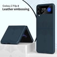 thumbnail image 1 of SaniMore for Samsung Galaxy Z Flip 4 6.7" 360° All-Inclusive Folding Embossed Case, Rugged PC & PU Leather Lightweight Anti-Fingerprint Military Grade Shockproof Protective Cover, Darkblue, 1 of 8
