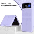 thumbnail image 1 of SaniMore for Samsung Galaxy Z Flip 4 6.7" 360° All-Inclusive Folding Embossed Case, Rugged PC & PU Leather Lightweight Anti-Fingerprint Military Grade Shockproof Protective Cover, Purple, 1 of 8