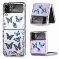thumbnail image 1 of SaniMore for Samsung Galaxy Z Flip 4 6.7" Butterfly Transparent Magnetic Folding Case, Rugged PC Case with Wireless Charging [Not Yellowing Technology] Full Body Protective Cover, Blue, 1 of 7