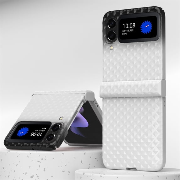 SaniMore for Samsung Galaxy Z Flip 4 6.7" Lightweight Gradient Folding Case, Rugged PC Anti-Fingerprint Anti-Scratch Full Body Protective Case for Samsung Z Flip 4 Women Ladies, White