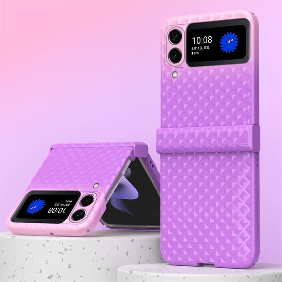 SaniMore for Samsung Galaxy Z Flip 4 6.7" Lightweight Gradient Folding Case, Rugged PC Anti-Fingerprint Anti-Scratch Full Body Protective Case for Samsung Z Flip 4 Women Ladies, Purple