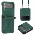 thumbnail image 1 of SaniMore for Samsung Galaxy Z Flip 4 6.7" PU Leather Case, Anti-Scratch Ultra-Thin Folding Cover Built-in Multi-View Kickstand & Detachable Shoulder Strap Full Body Protective Shell, Darkgreen, 1 of 5