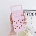 thumbnail image 1 of SaniMore for Samsung Galaxy Z Flip 4 6.7" Slim 360° All-Inclusive Protection Folding Case, Rugged PC [Macaron Hollow Pentagram] Anti-Scratch Full Body Protective Shell, Pink, 1 of 8