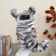 thumbnail image 1 of SaniMore for Samsung Galaxy Z Flip 4 6.7" Warm Cute Plush Tiger Tails Folding Case, Fluffy Furry Back Case for Samsung Z Flip 4 Full Body Protective Case Ladies Women Girls, Gray, 1 of 7