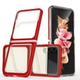 thumbnail image 1 of SaniMore for Samsung Galaxy Z Flip 4 Crystal Clear [Not Yellowing Technology] Case, Hard PC & TPU Bumpers Case with Wireless Charging Shockproof Protective Case for Samsung Z Flip 4, Red, 1 of 7