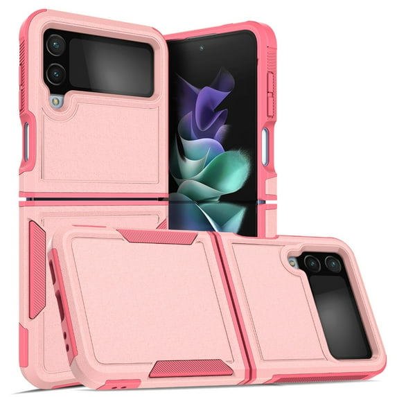 SaniMore for Samsung Galaxy Z Flip 4 Ultra-Thin Two-Layers Protection Case, Rugged PC Back & Flexible TPU Military Grade Shockproof Heavy Duty Protective Case for Samsung Z Flip 4, Pink
